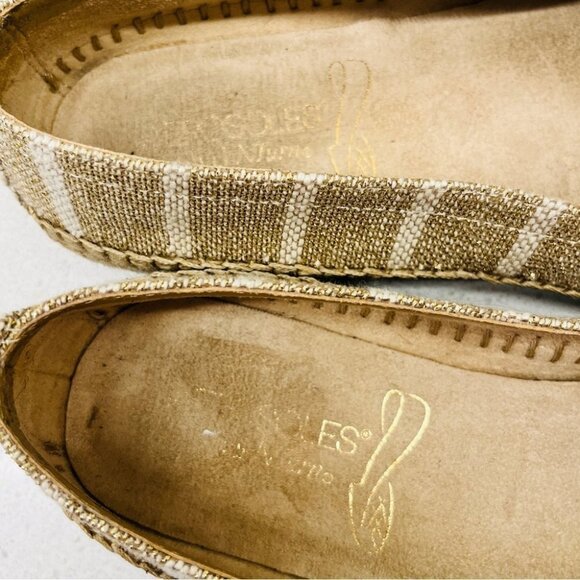 Aerosoles Stitch N Turn Solitaire Slip On  Espadrille Flats Metallic Gold Sz 9 - Picture 7 of 12